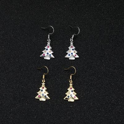 Colorful Christmas Tree Earrings: Stylish Micro-Inlaid Holiday Gift Jewelry for Women