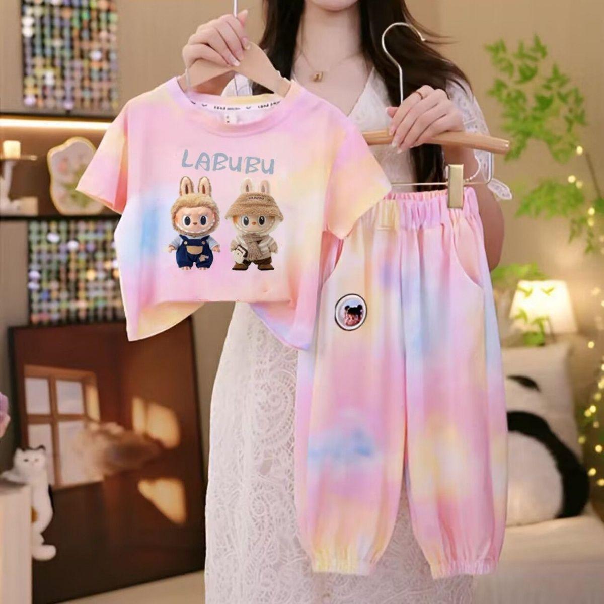 

Повседневный спортивный костюм Летний детский модный и стильный комплект из двух предметов с коротким рукавом 110cm