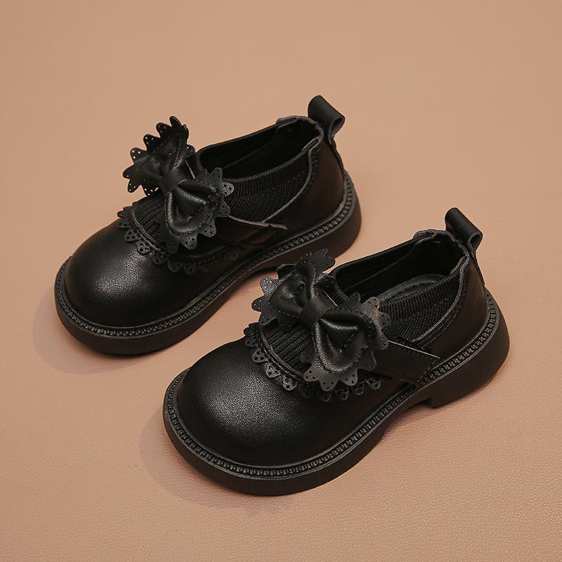 British Style Bowknot Girls Princess Leather Shoes Soft Sole Performance Flats
