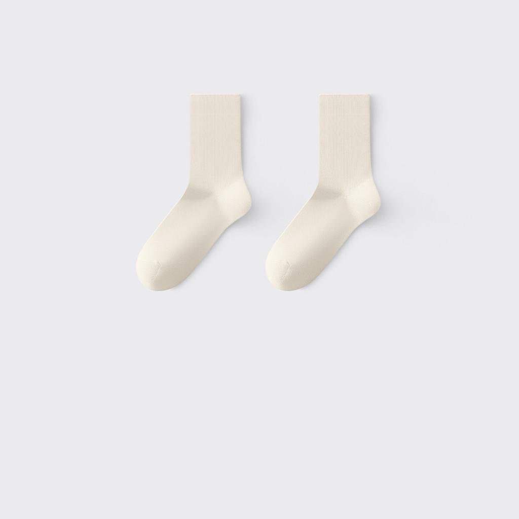 5/10 Pairs Women's Seamless Solid-Color Cotton Mid-Calf Socks