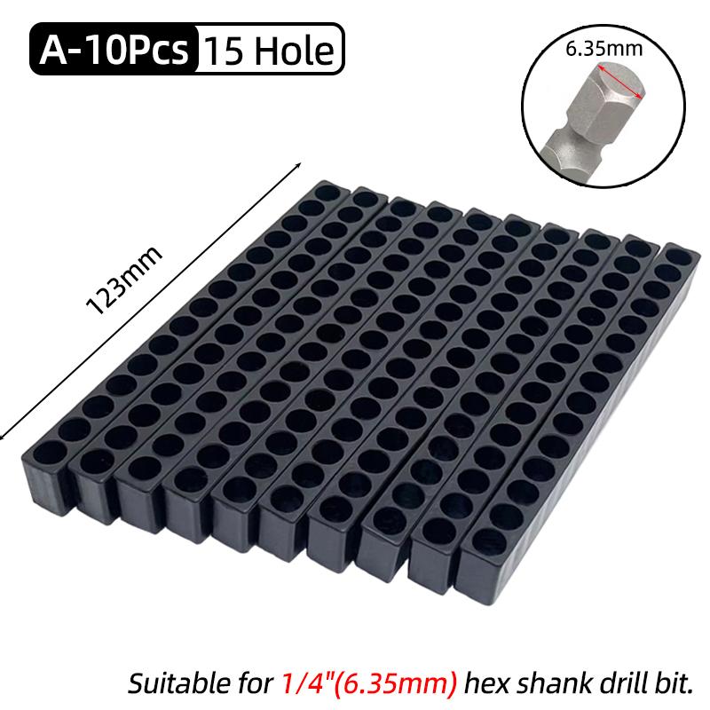 10Pcs Set 6/8/10/12/15 Holes 6.35mm/4mm Hex Shank Screwdriver Bit Holder Plastic Drill Bit Head Storage Hand Tools Accessories