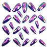Purple Iridescent 3D Electroplated Rhombus Glossy Almond False Nails