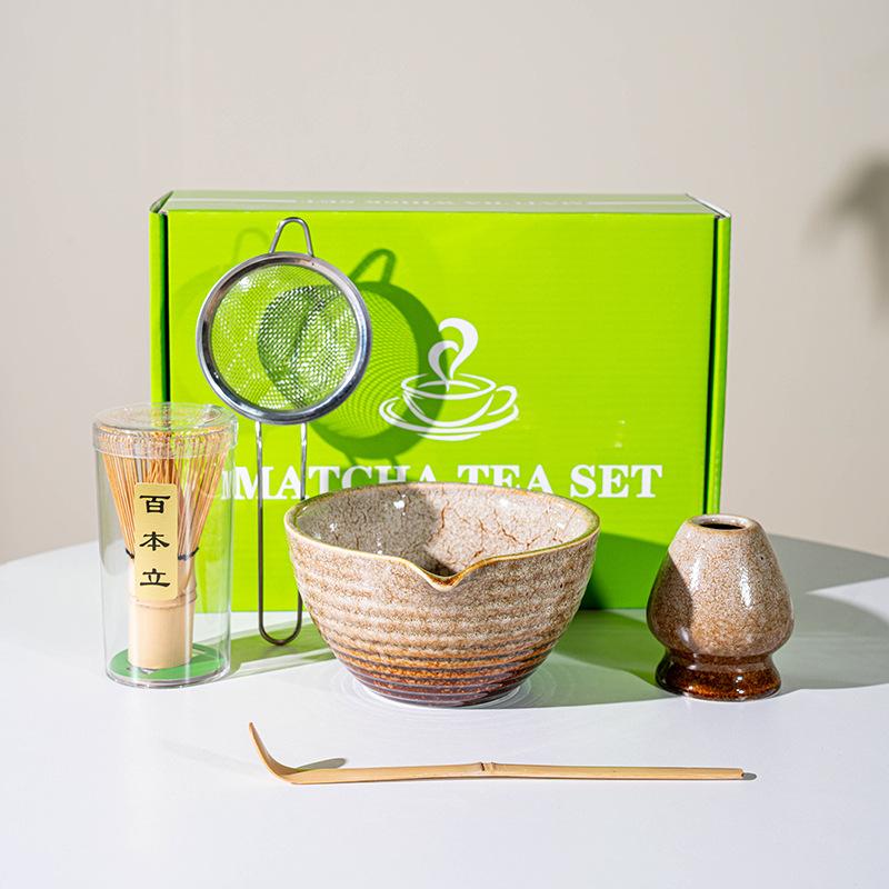 Набор для матча BespritGift 5 предметов Набор венчиков для матча Набор для матча с чашей ручной работы Чайные аксессуары Чайная церемония Церемониальный подарочный набор Five-piece Set
