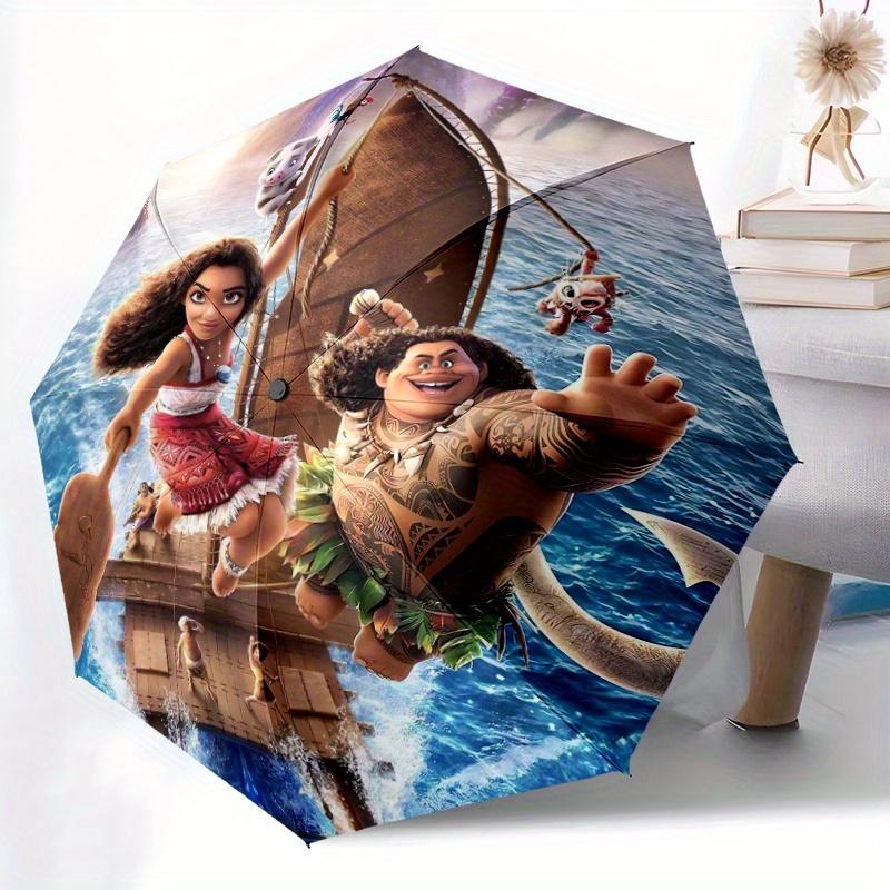 Moana Adventure Automatic Opening and Closing Umbrella, Lightweight 3-Fold, With Cute Cartoon Characters, Suitable for Home, Outdoor and Dai