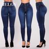 IELGY Blugi Pantaloni dama marime mari nasturi talie inalta pantaloni stretch slim picioare
