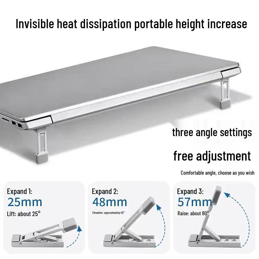 Ultra-Thin Zinc Alloy Laptop Stand: Invisible, Foldable, Portable Mini Cooling Riser