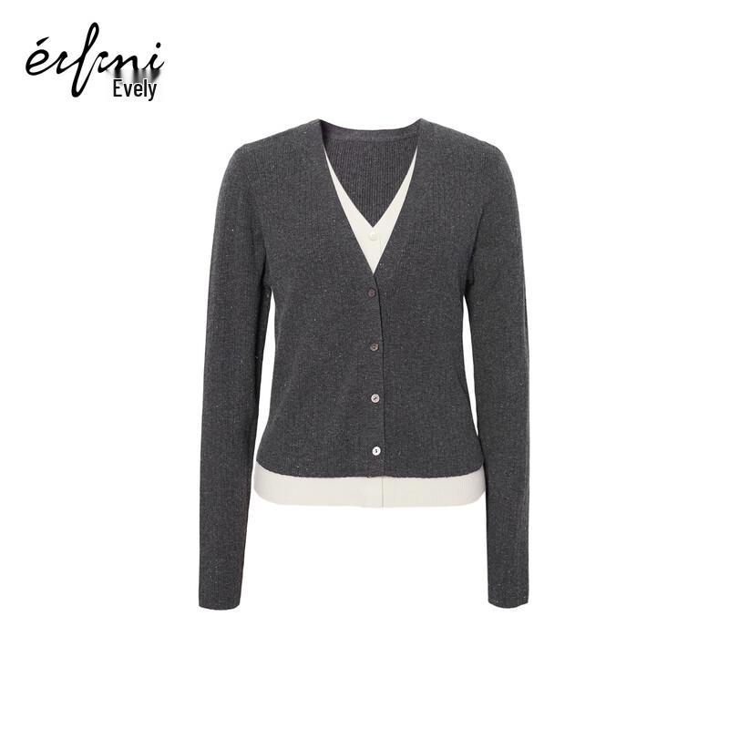 

Eifini Women s Wool Blend Color-Block Cardigan M