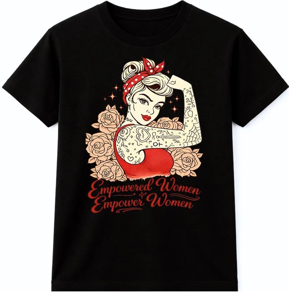 Pin Up Girl T-Shirt Retro Vintage Rockabilly Girl Power Funny Gift Graphic Tee 4XL