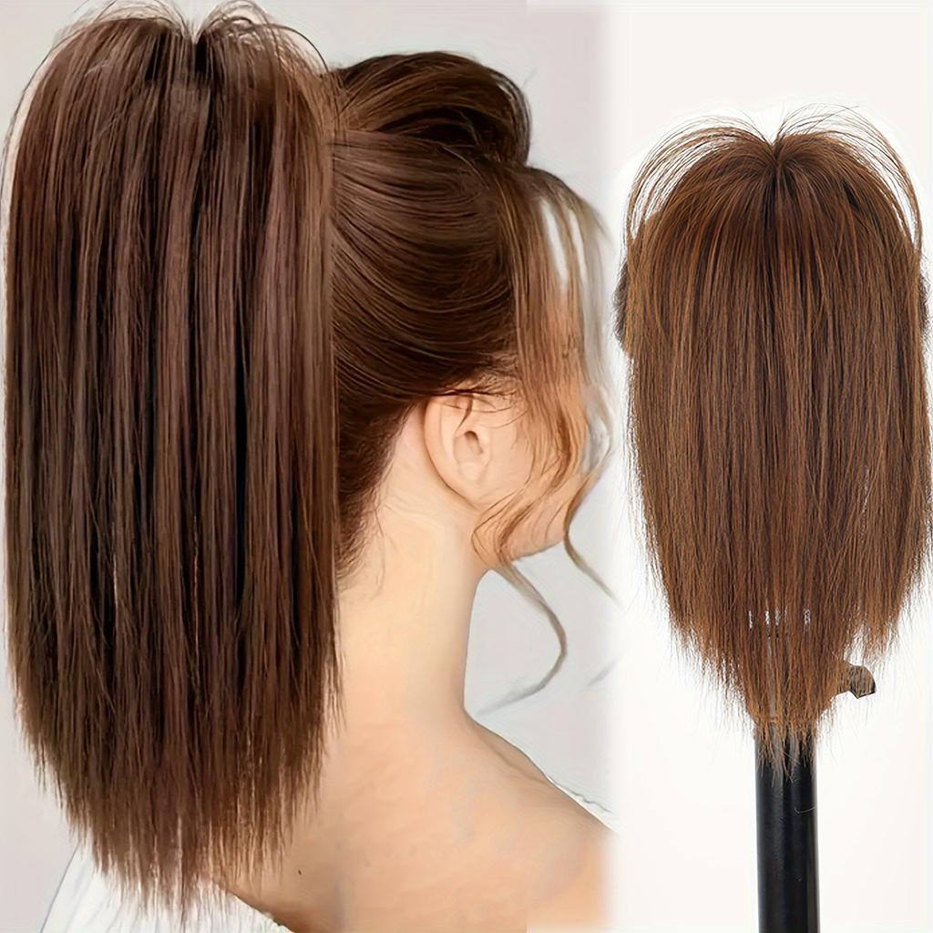 Synthetic Waterfall Straight Short Ponytail Clip In High Heat Resistant Material, Everyday Wear Basic Style