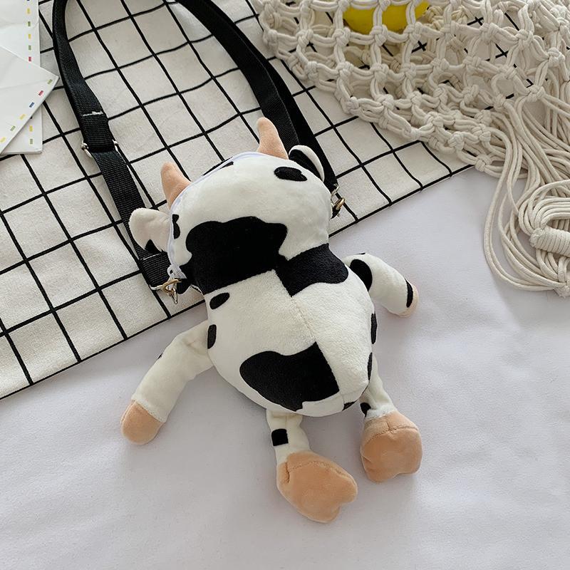 New Fashion Plush Shoulder Bag For Women Cute Cow Pattern Pink Color Small Size