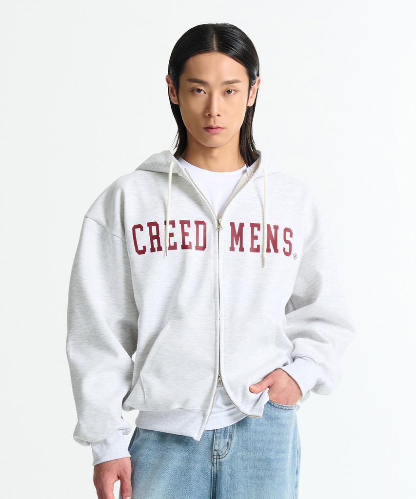 Creedmens Creedmens Big Logo 2-Way Zip-Up Hoodie (White Melange)