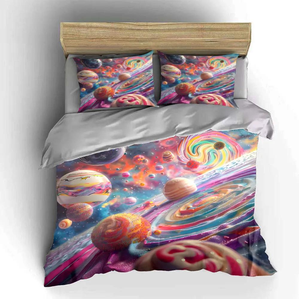 "Galaxy-Inspired Abstract Decor Set" Multiple sizes kid's and adults' bedroom Exquisite 3PC bedding set, gift