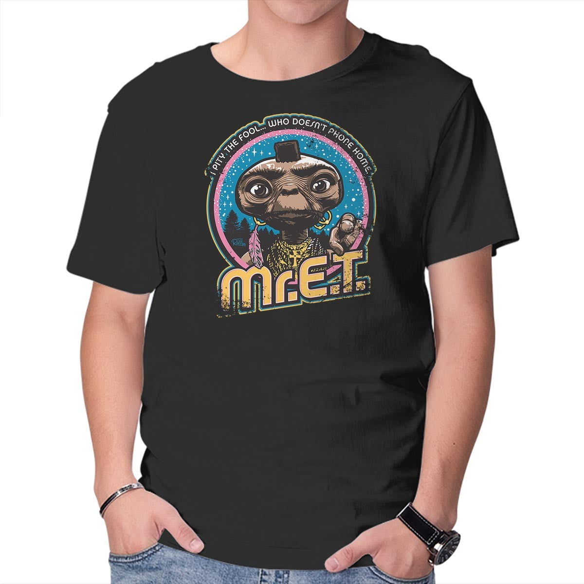 Unisex Crew Neck T-Shirt Mr. E.T. Graphic Short Sleeve Casual Tee XXL