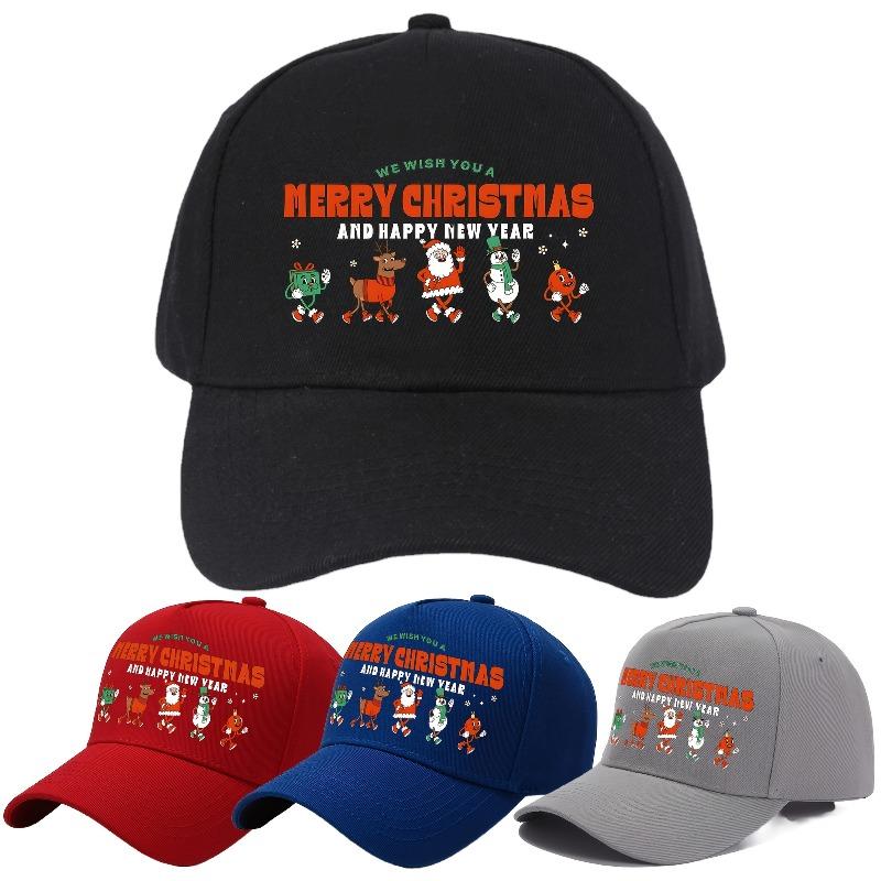 1pc Festive Christmas Warm Baseball Cap,Adjustable Buckle Polyester New Year Head Hat,Sun Protection Leisure Festival for Men
