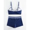 Contrast Color Bikini Set Women Printed Swimsuit High Waisted Bow Two-Piece Swimwear Bathing New Fashion Female Beachwear
