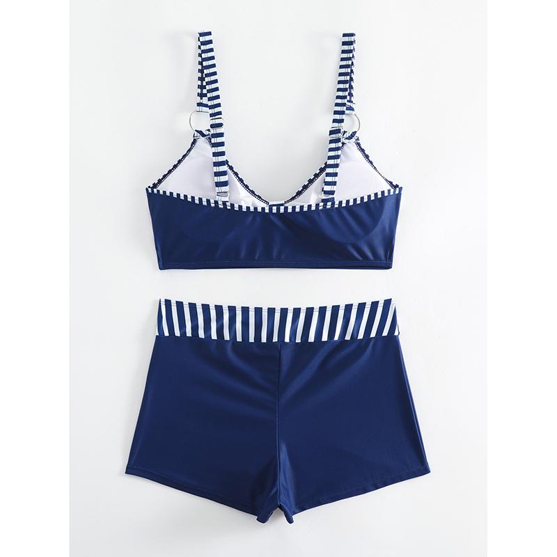 Contrast Color Bikini Set Women Printed Swimsuit High Waisted Bow Two-Piece Swimwear Bathing New Fashion Female Beachwear