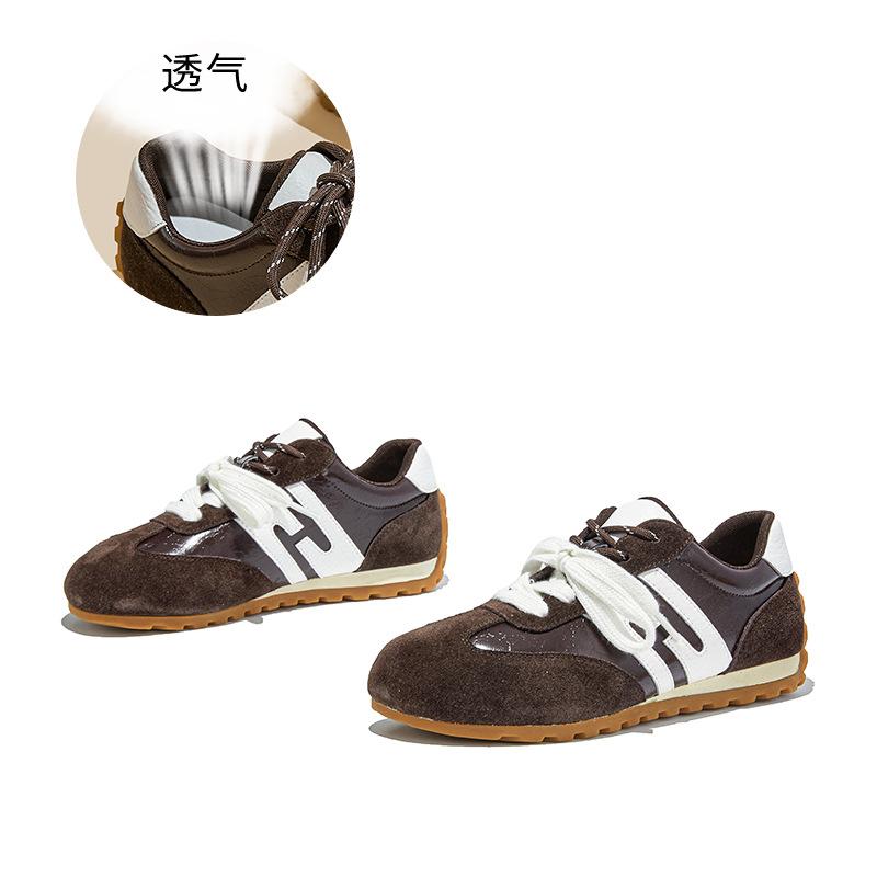 Leather Retro Women's Autumn New Light Casual Versatile Racing Shoes Flat Sports Women's Shoes Tide
