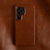 Real Cowhide Leather Phone Case For Samsung Galaxy S24 Ultra S23 Plus S22 S2+ Full Grain Edges Protective Hard Back Cover Coque