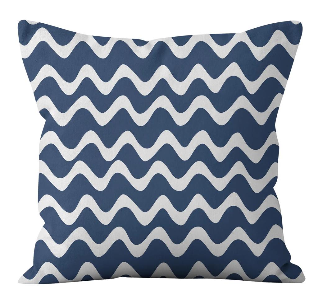 Simple Blue Printed Pillowcase Car Ornaments Office Living Room Home Pillowcase