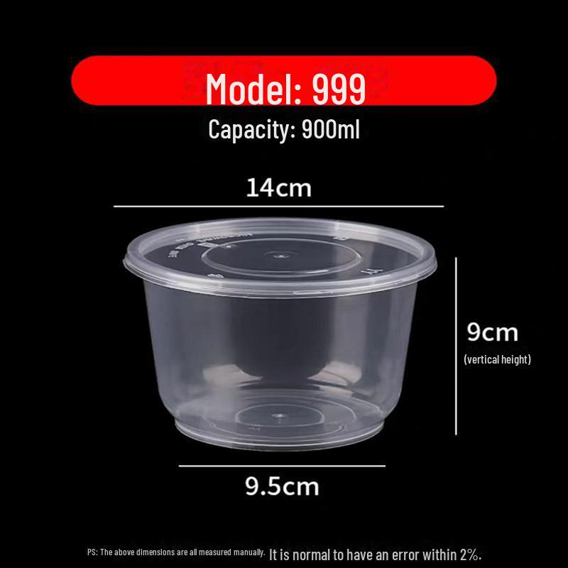 Round Disposable Plastic Bowl with Lid for Fresh-Keeping