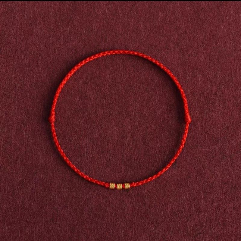 Fashion Simple Gold Color Beads Lucky Bracelets For Women Men Handmade Braided Red Rope Good Fortune Bracelet Couple Gifts