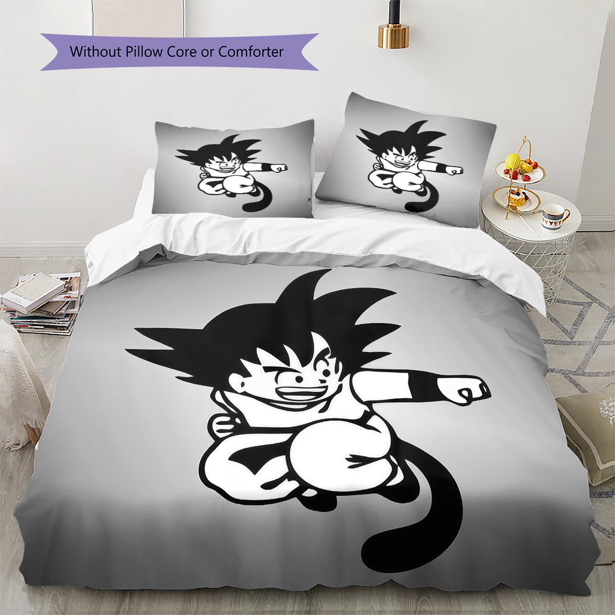 

Cute Cartoon Son Goku Pattern Bedding,Quilt Set Quilt Cover Pillowcase Home Birthday Gift (1 * duvet cover + 2 * pillowcase, without core) 250x220cm