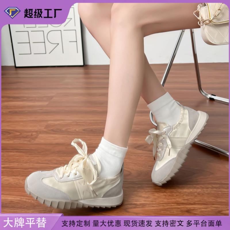 Cowhide version~ Grape mother with the same inner height increase Forrest Gump shoes lace-up flat ballet style versatile sports and leisure shoes wome