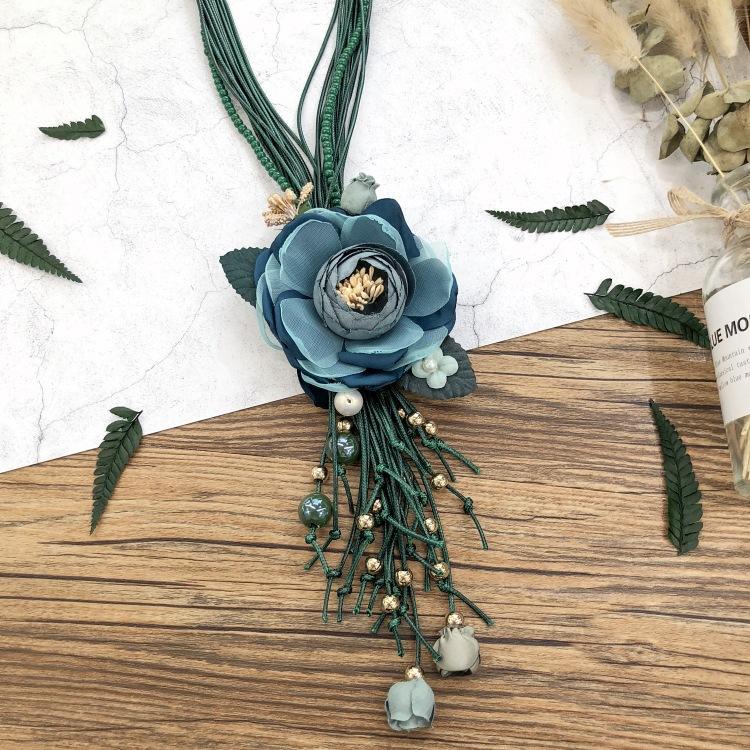 

Original retro vacation flower short necklace femininity personality fringed pendant bohemian accessories