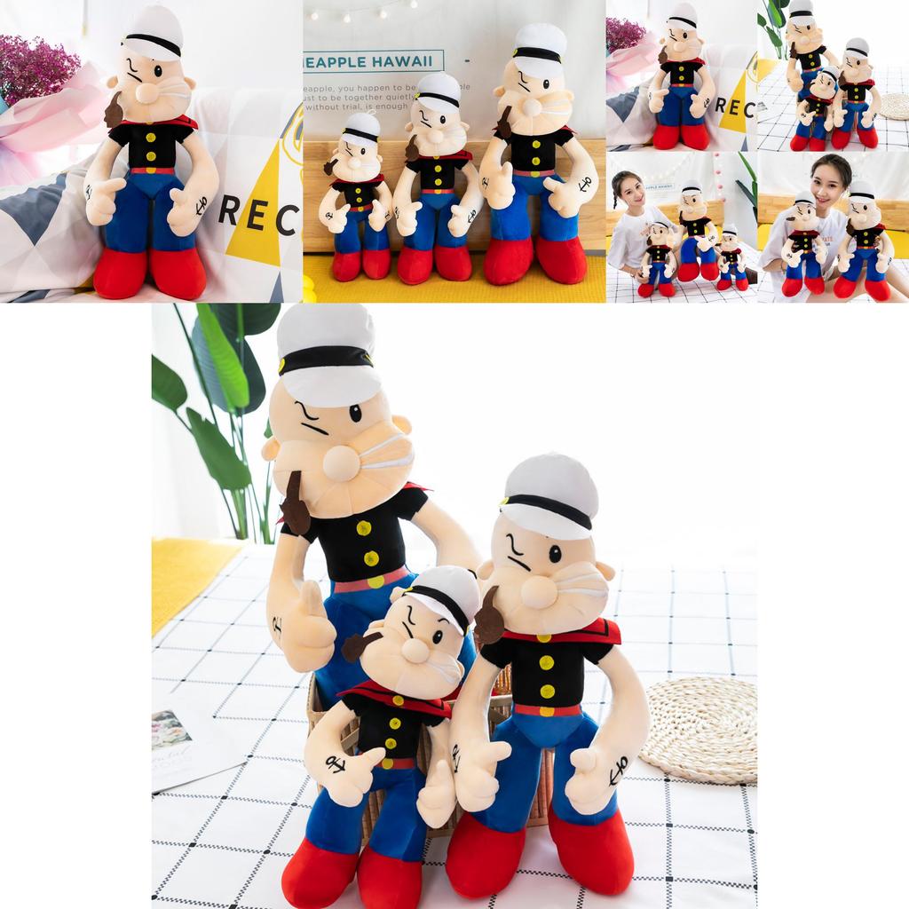 Super Soft Plush Popeye And Mario Stuffed Toy Figure For Kids Birthday Gift 50cm 60cm 70cm