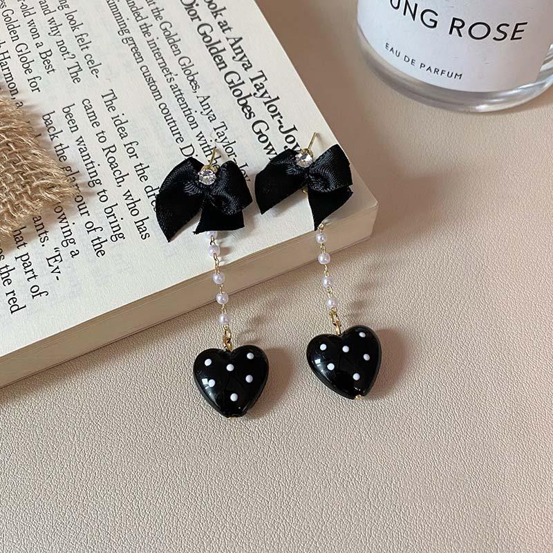 

New bow wave love earrings fashion luxury long heart earrings jewelry accessories як показано кольору