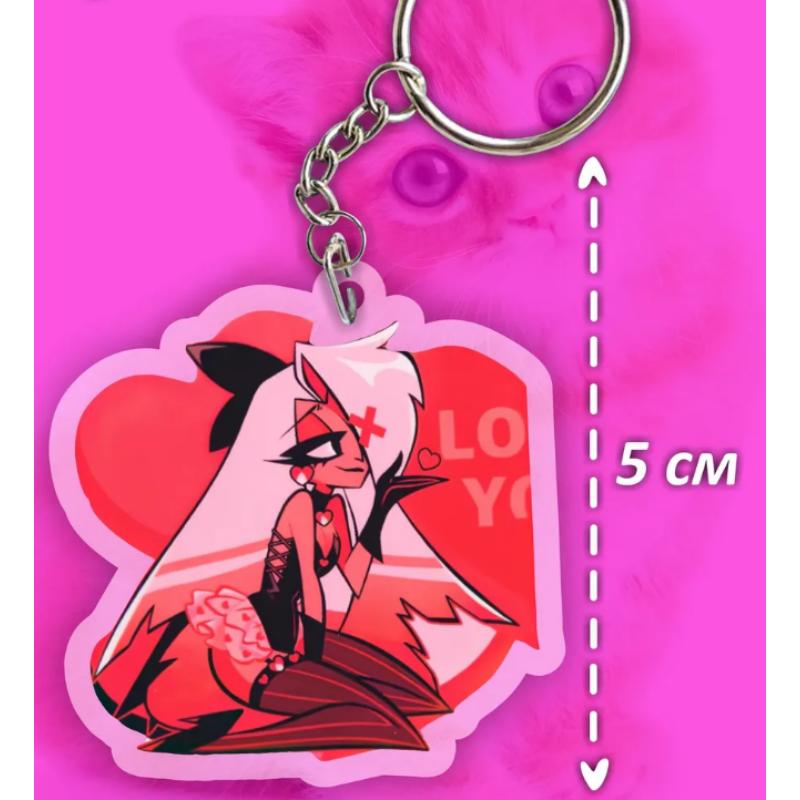 Acrylic Key Buckle for Alastor Lucifer Charlie Vaggie Husk Angel Dust Vox Anime Cartoons Acrylic Key Chain Pendant Birthday Gift