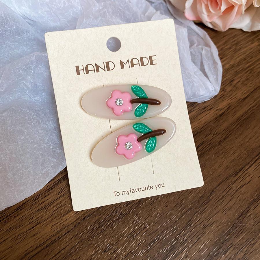 Korean diamond-encrusted colored flower hairpin, high-end sense, exquisite versatile duck bill clip, sweet small fresh hair accessories, headgear