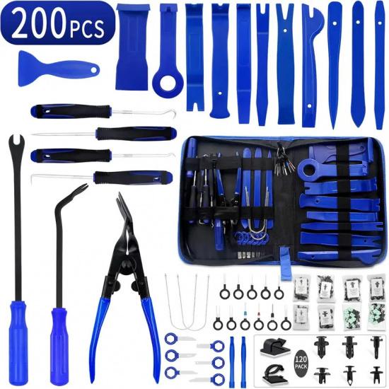 Trim Removal Tool Kit 200PCS Auto Trim Removal Set Plastic Fastener Removal Tool for Car Door Panel Audio Clip Pliers Terminal