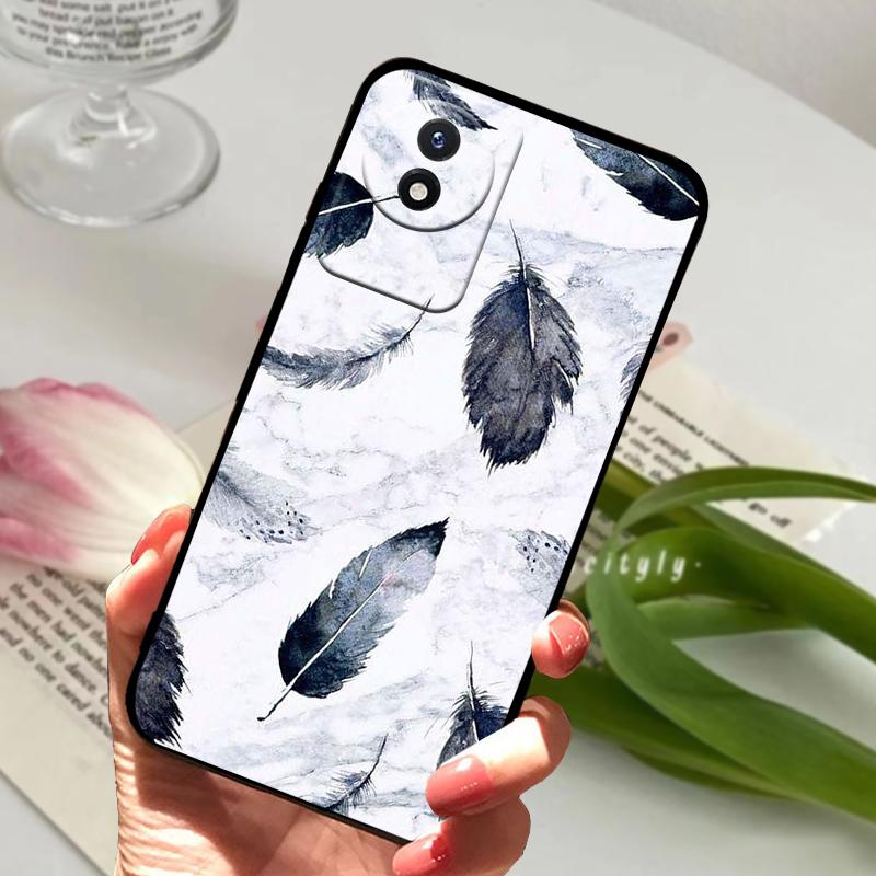 Phone Case For Vivo Y02 4G Coque Y02A Y02t Cute Lion Animals Black Soft Silicone TPU Phone Cover For VIVO Y11 2023 4G Bumper