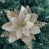 1PC Christmas Golden Glitter 14cm Flower Christmas Tree Decoration Ornaments Color Glitter Home Party Decoration Supplies