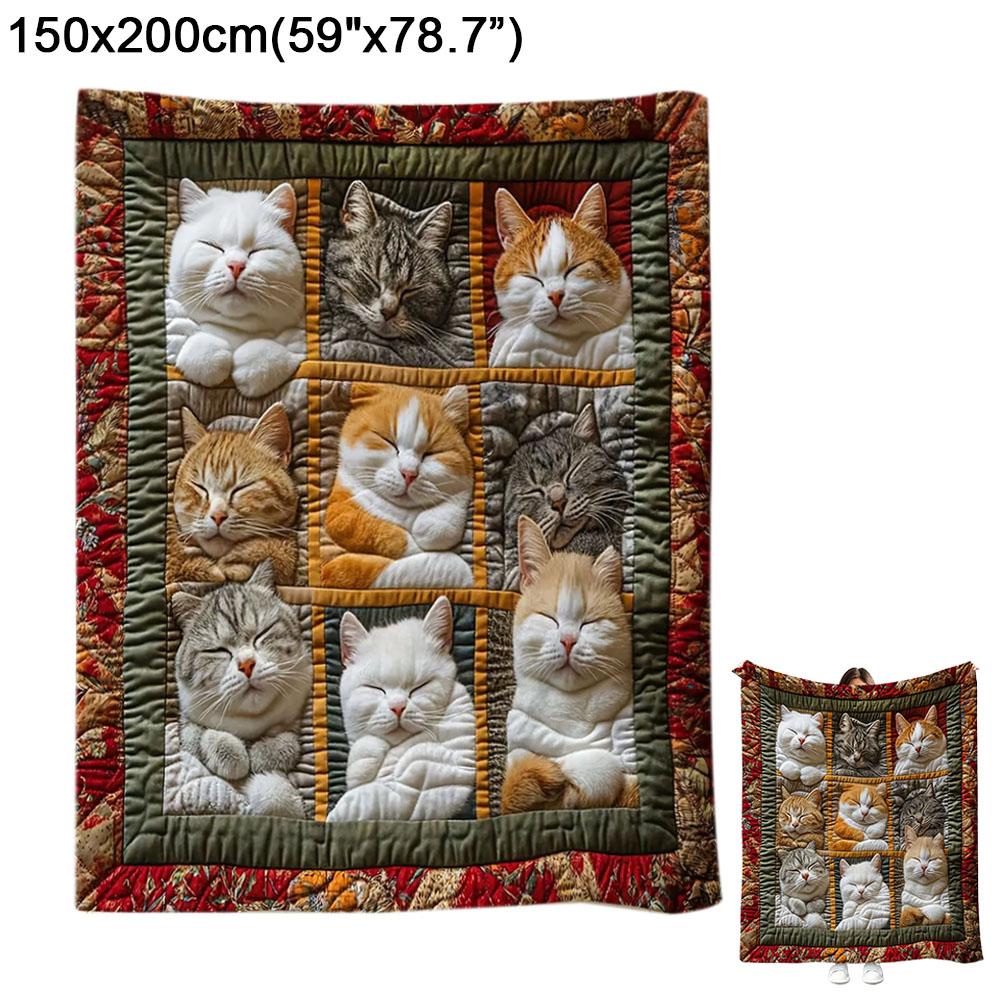 Throw Cute Animals theme Cats Dogs Lover Flannel Blanket Soft Warm Blankets for Sofa Bed Car Naps Perfect Gift for Cat Lovers