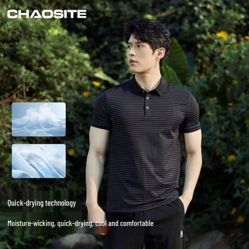 Chaoster 2026 Summer Ice Silk Quick-Dry Polo Shirt 4XL черно-полосатый