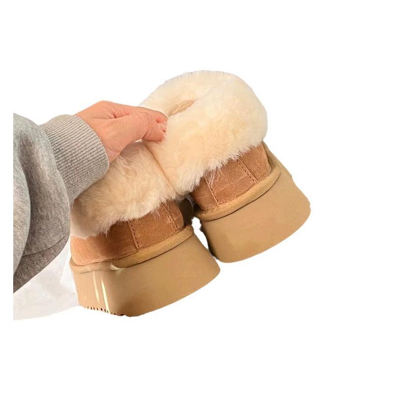 2025 New Velvet Internet Celebrities with the Same Thick-soled Heightening Short Tube Fur Integrated Snow Boots Women's Winter Cotton Shoes