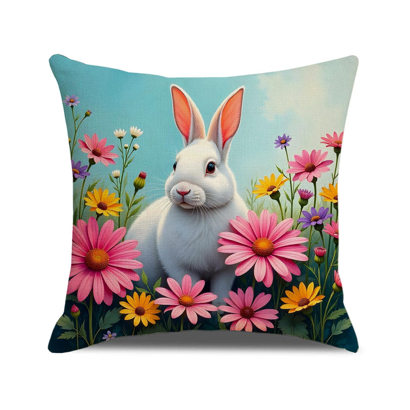 

Новая пасхальная наволочка, лен, принт, мультяшный кролик, подушка, гостиная, праздничное украшение, подушка 45 * 45Cm (excluding pillow core)