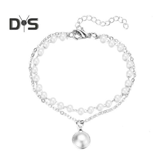 

Браслет из искусственного жемчуга ручной работы для женщин, регулируемый браслет из сплава, ожерелье из искусственного жемчуга, ретро-ювелирные изделия для подарков на день рождения D