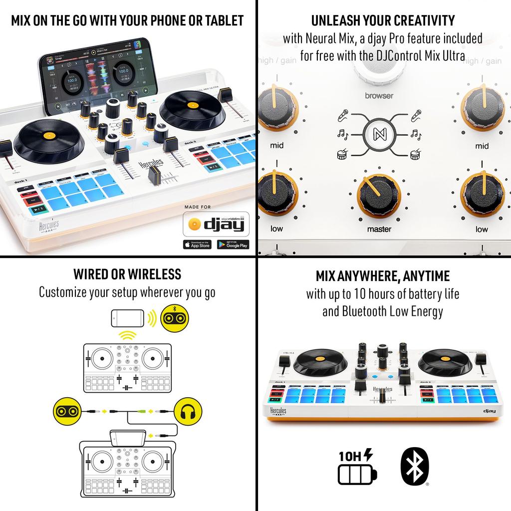 Hercules Djcontrol Mix Ultra - Portable DJ Controller for Mobile Devices