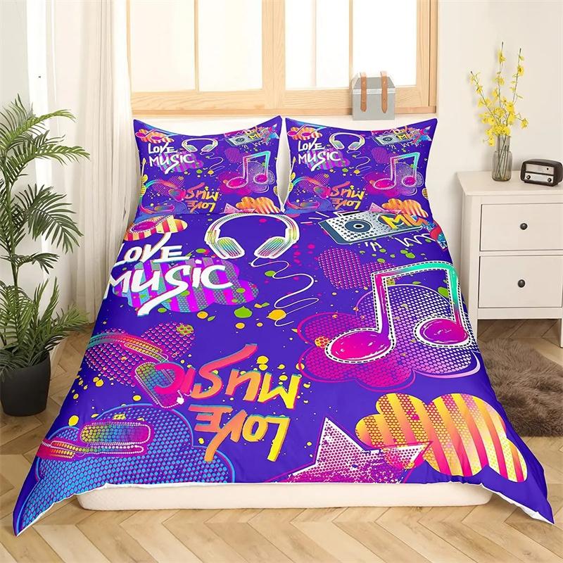 Hippie Graffiti King Queen Duvet Cover Hip Hop Bedding Collection For Kids Teens Adults Wall Urban Street Art Polyester Quilt Cover