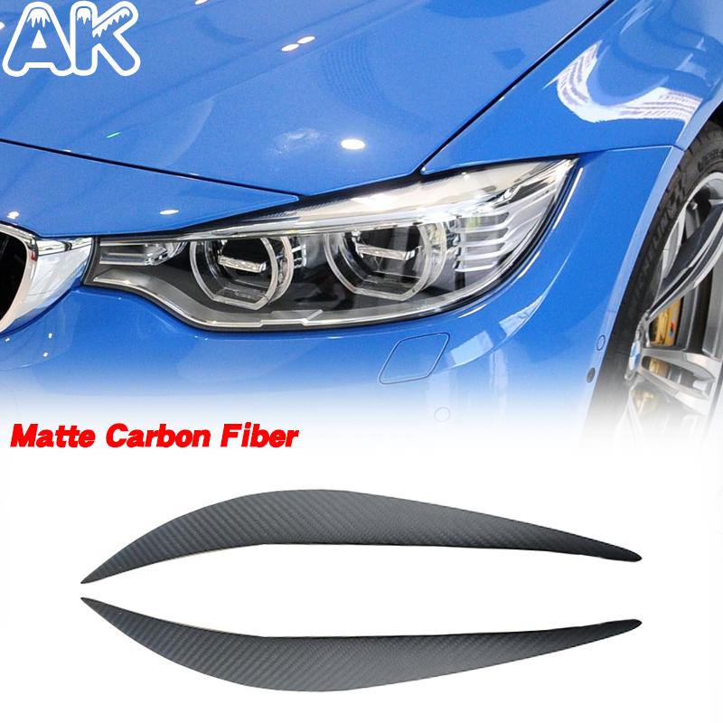 For BMW 4-series F32 F33 F36 M3 F80 M4 F82 F83 2013-2019 Real Carbon Fiber Car Headlight Eyebrow Eyelids Cover Decoration Part