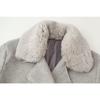 Women Short Wool Blend Coat Faux Fur Collar Cuffs Lapel Cropped Winter Outerwear