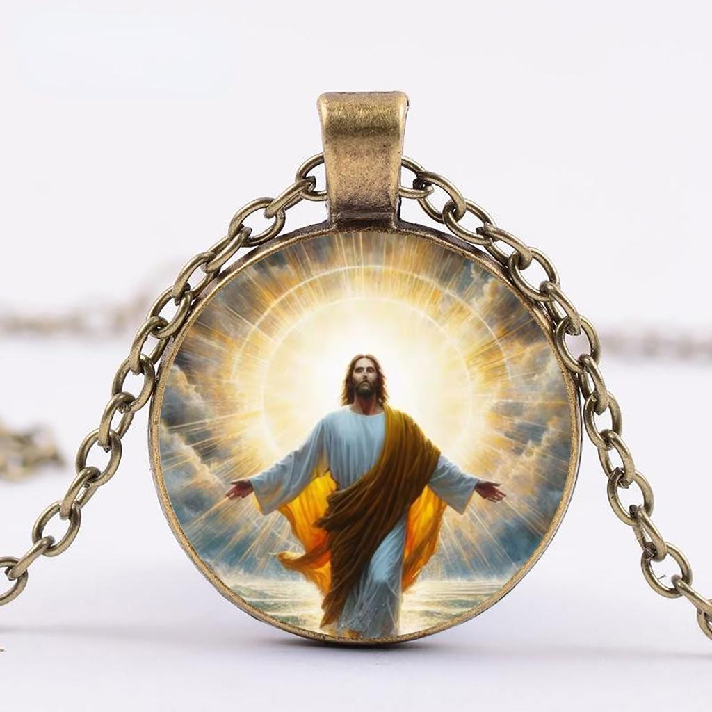 A Jesus necklace faith holy guardian necklace glass pendant suitable for daily wear unisex