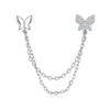 Butterfly Earrings Connected by a Chain Silver Earrings