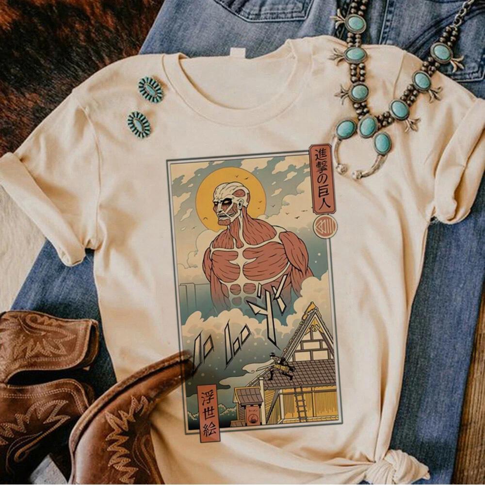 Shingeki No Kyojin Top Tees Women 80s Grunge Retro Pastel T Shirt Breathable Colorful Classic 80s Graphic Anime