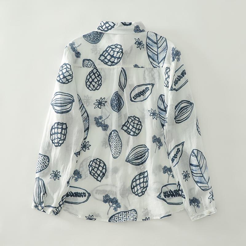 DIMANAF 2025 New Plus Size Women Tops Shirts Tees Solid Casual Loose Long Sleeve Blouse Autumn Print Cotton