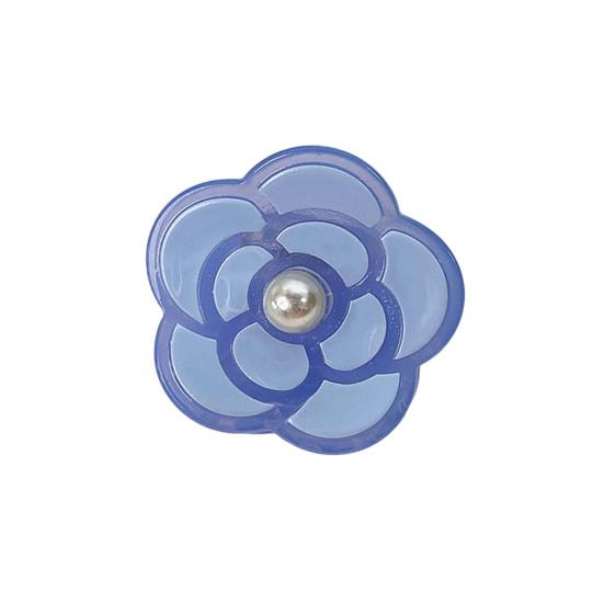 Hair Claw with High-Elastic Spring Camellia Design Hair Clip with Imitation Pearl Decor