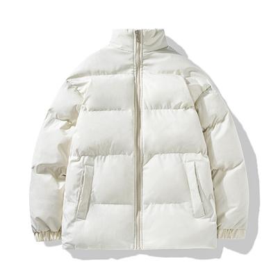 Men's Jacket Solid Color Stand Collar Thick Warm Thick Loose Jacket Fashion Cotton-padded Jacket